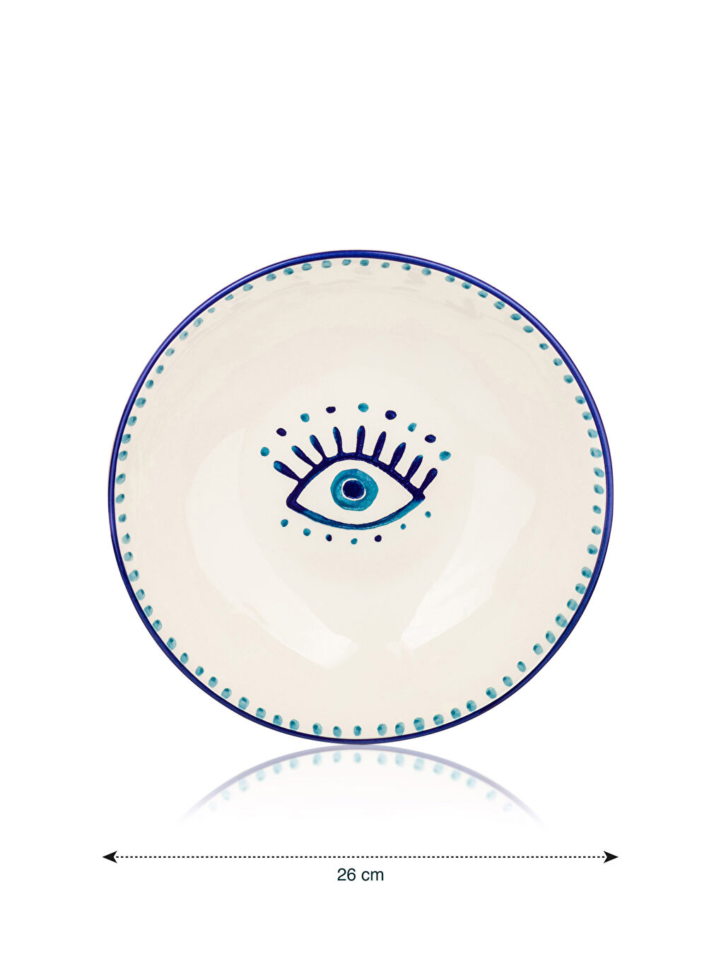 Mavi Göz Baskılı Seramik Salata Kasesi 26 cm-3
