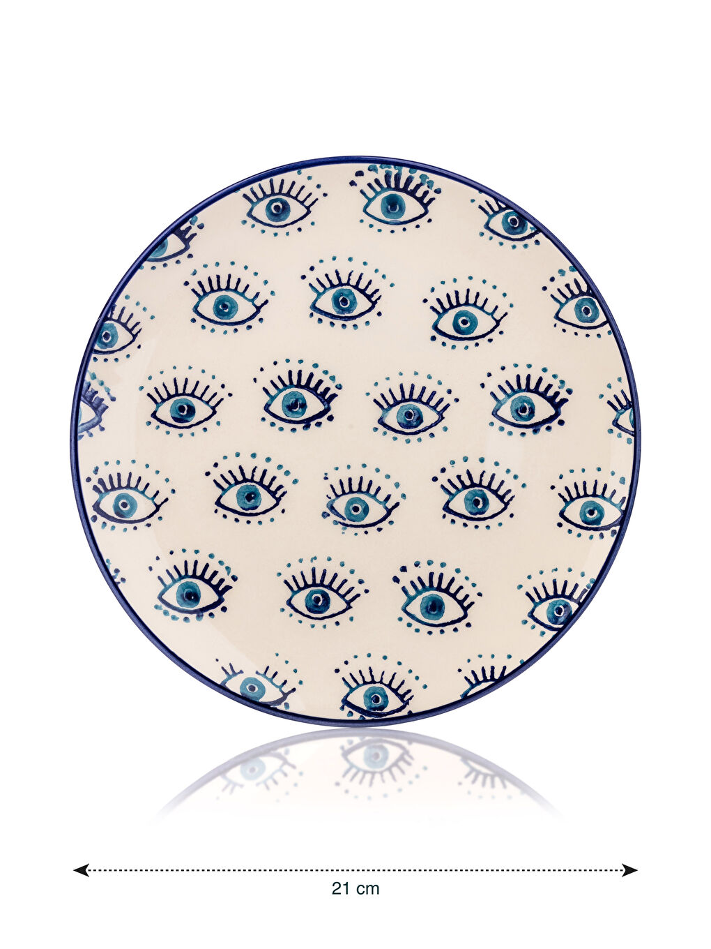 Set Farfurii pentru Tort din Ceramică cu Imprimat Ochi Pachet de 4-4