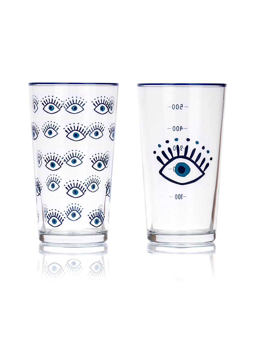 Mavi Göz Baskılı Cam Bardak Seti 2'li 500 ml-4