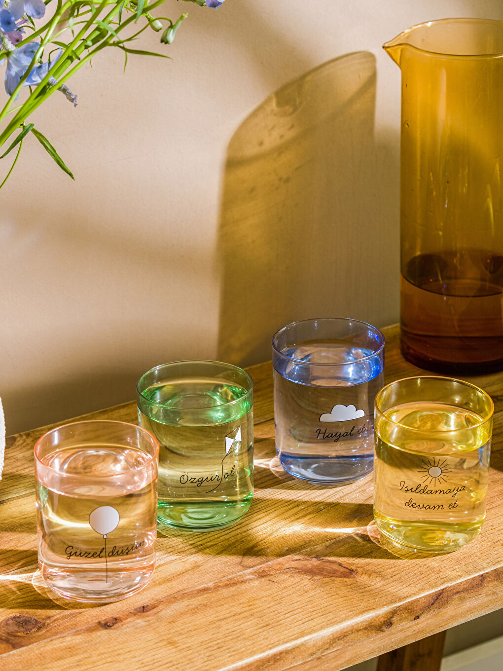 Karışık Baskılı Cam Bardak Seti 4'lü 350 ml-4
