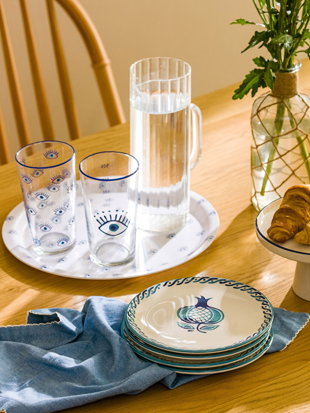 LCW HOME Printed Ceramic Cake Plate Set of 4 -S3GF80Z8-LQQ