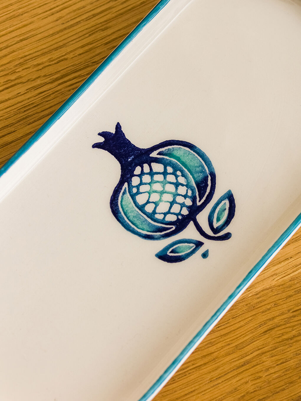 Mavi Nar Baskılı Seramik Sunum Tabağı 24 cm-2