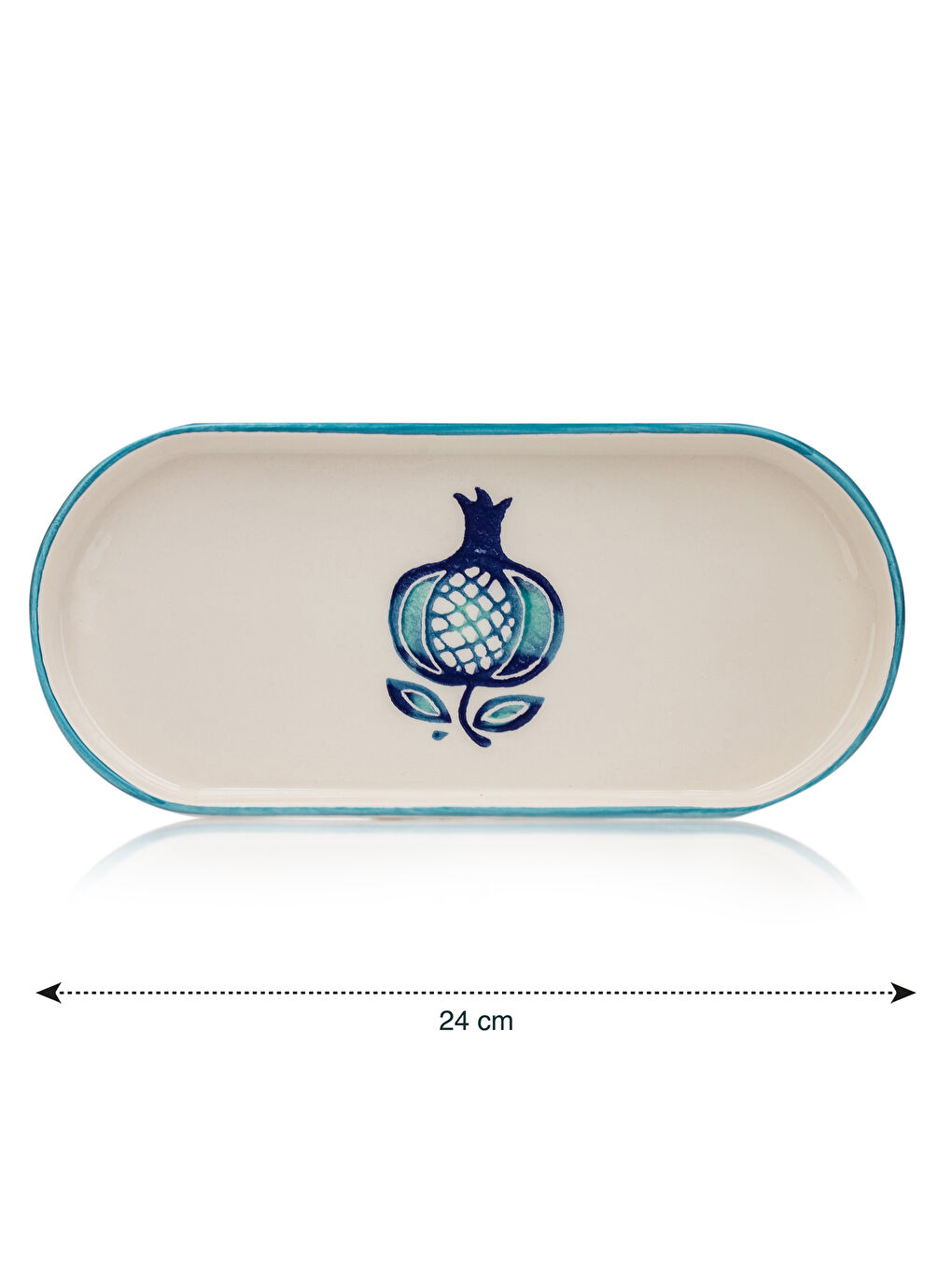 Mavi Nar Baskılı Seramik Sunum Tabağı 24 cm-3
