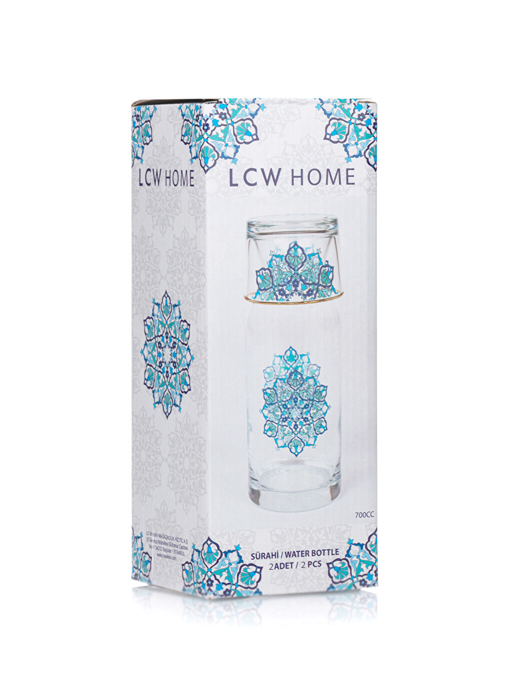 LCW HOME Glass Carafe Pitcher with Printed Glass Lid 700 Ml -S3GF83Z8-LQQ