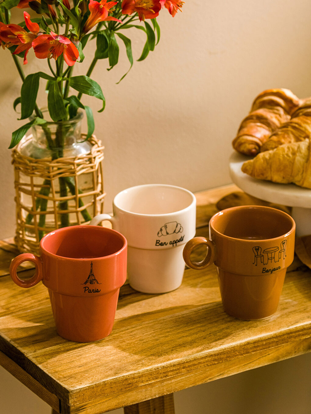 Karışık Baskılı Seramik Kupa Bardak 3'lü Set-1