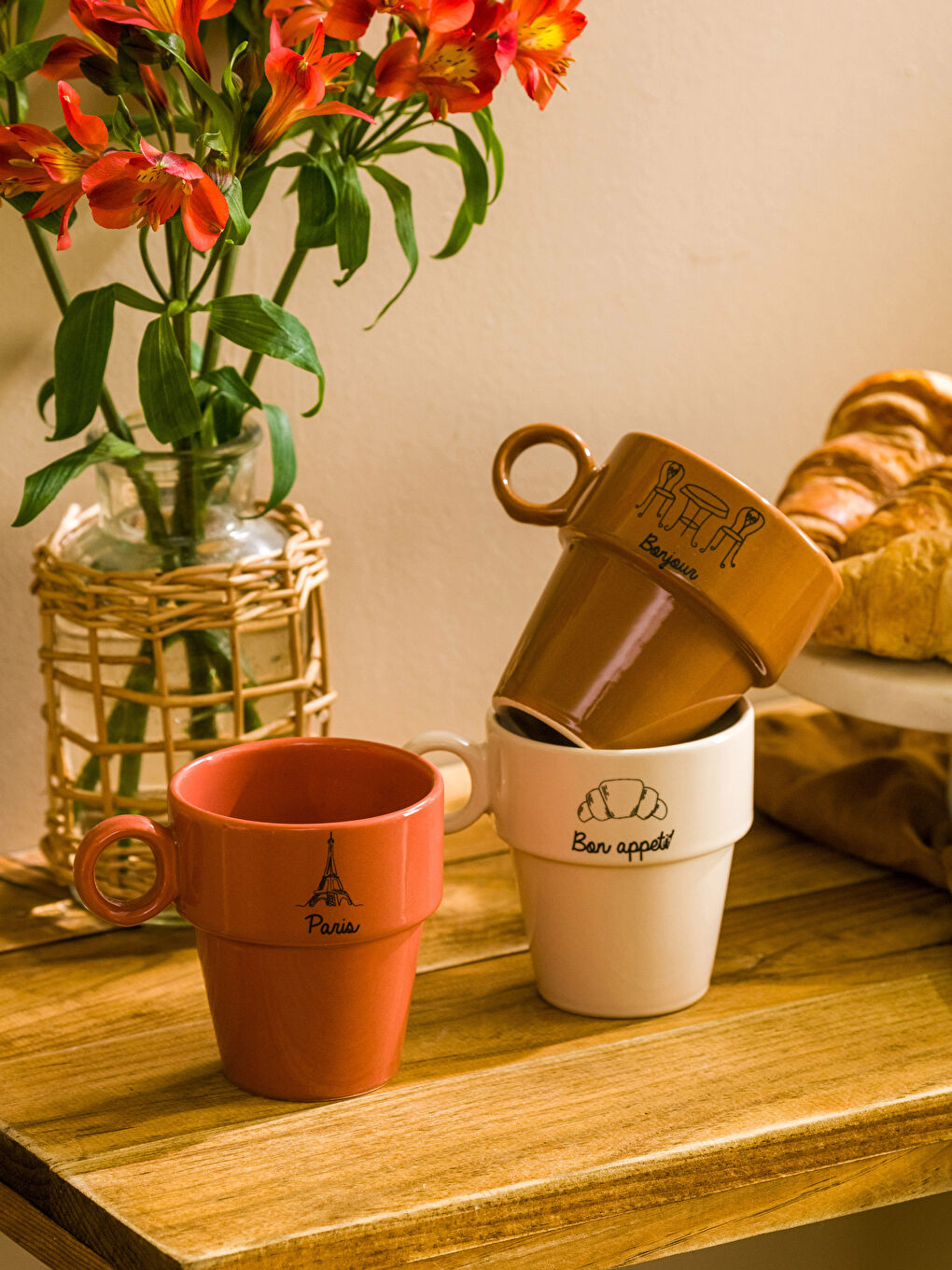 Karışık Baskılı Seramik Kupa Bardak 3'lü Set-2