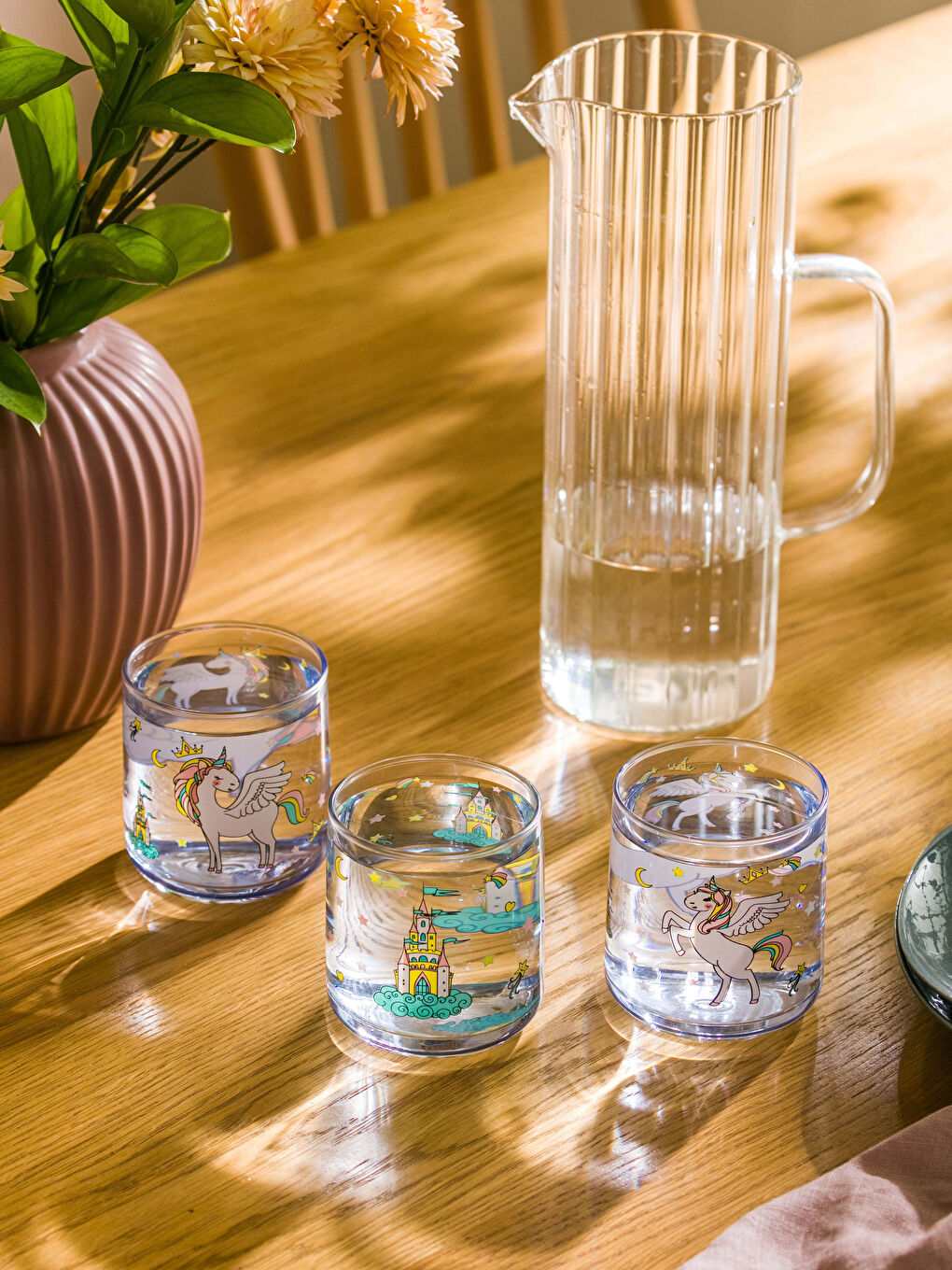 Karışık Baskılı Cam Bardak Seti 3'lü 260 ml