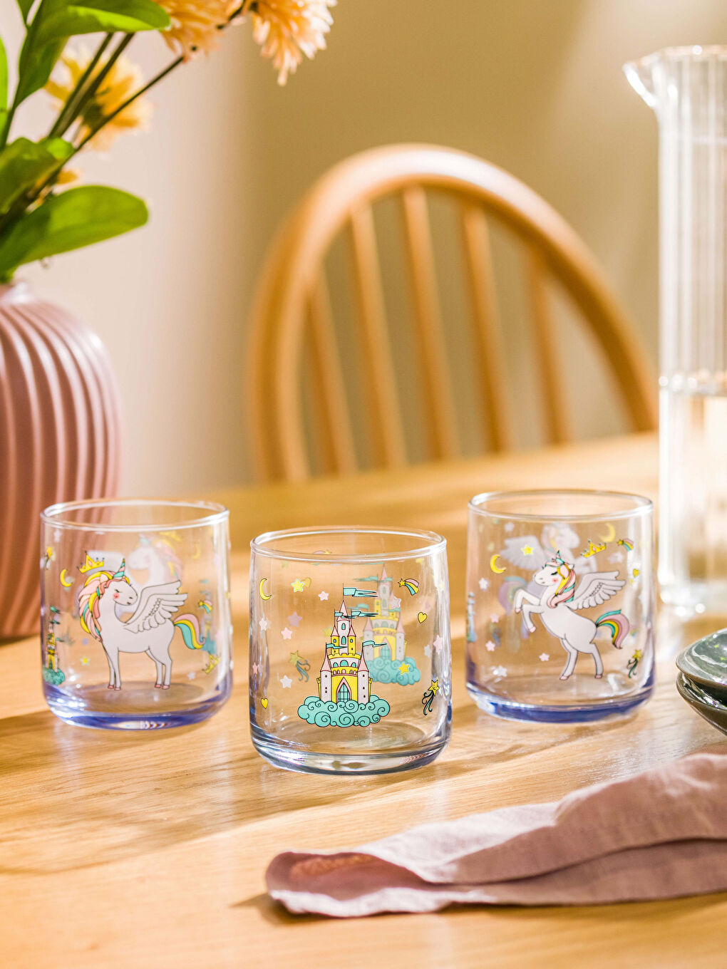 Karışık Baskılı Cam Bardak Seti 3'lü 260 ml-1