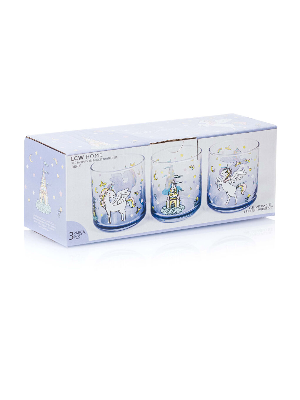 Karışık Baskılı Cam Bardak Seti 3'lü 260 ml-3