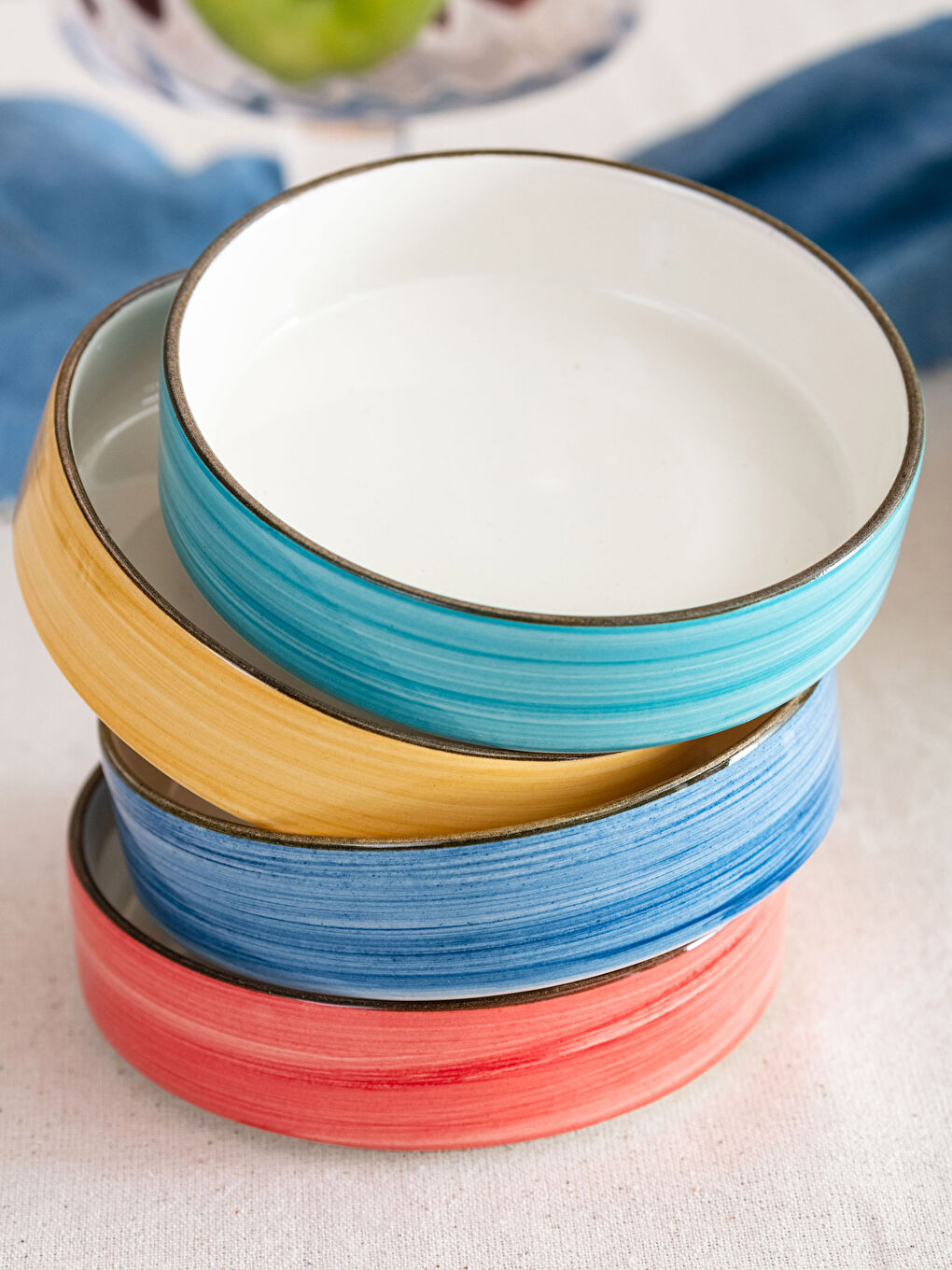 Karışık Renkli Seramik Çerezlik Kase Seti 4'lü-2