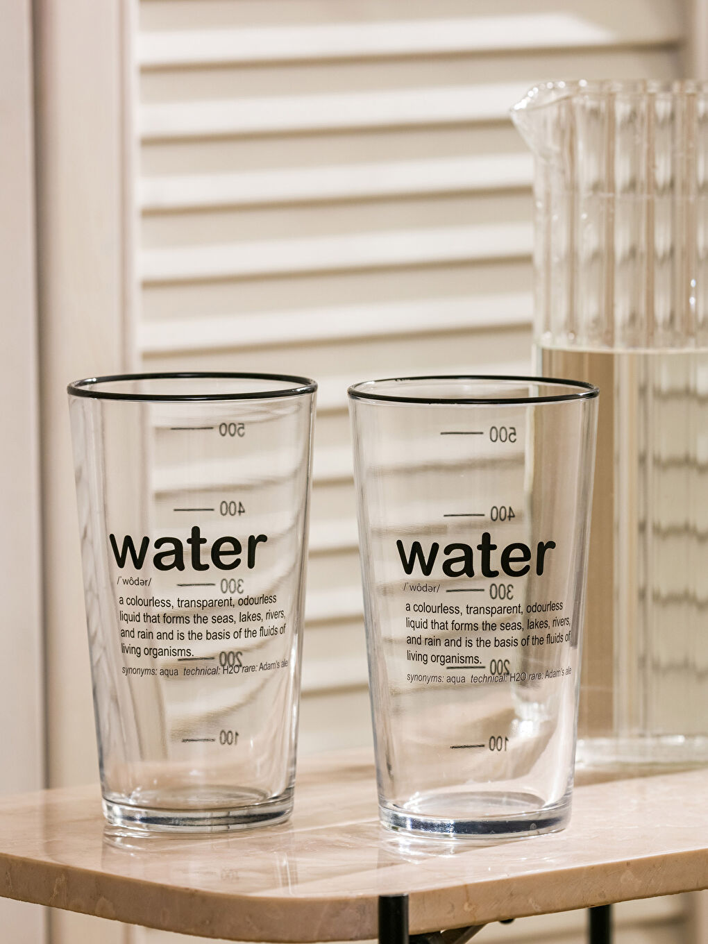 Text Printed Glass Cup 2 Pcs 570 Ml-2