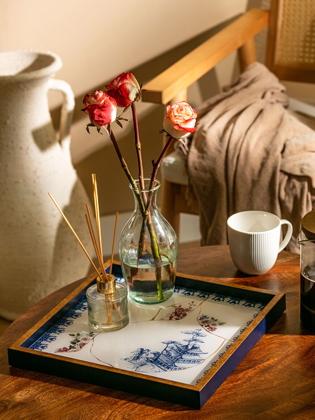 Karışık Baskılı Dekoratif Tepsi 33x33 cm