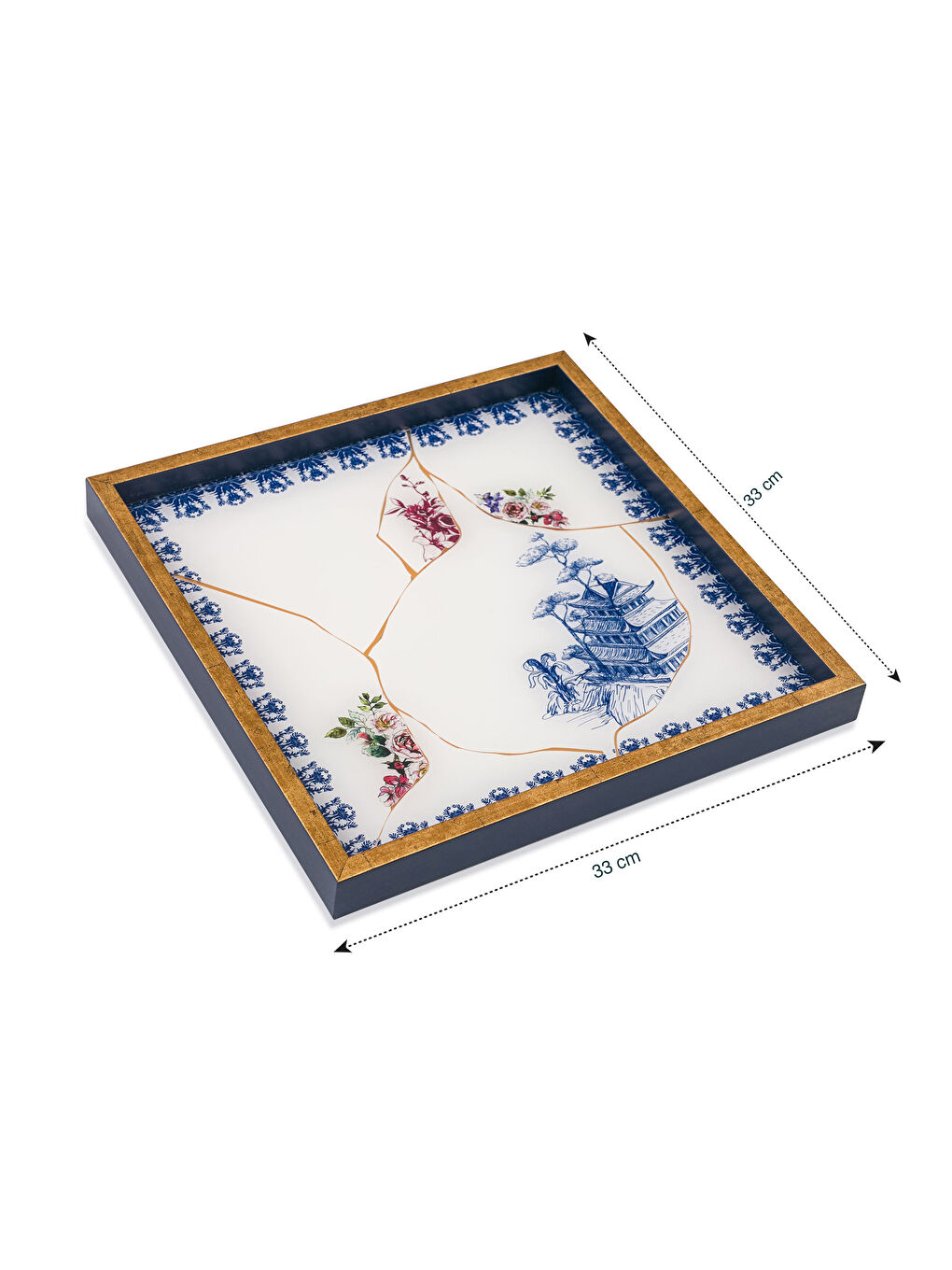 Karışık Baskılı Dekoratif Tepsi 33x33 cm-3