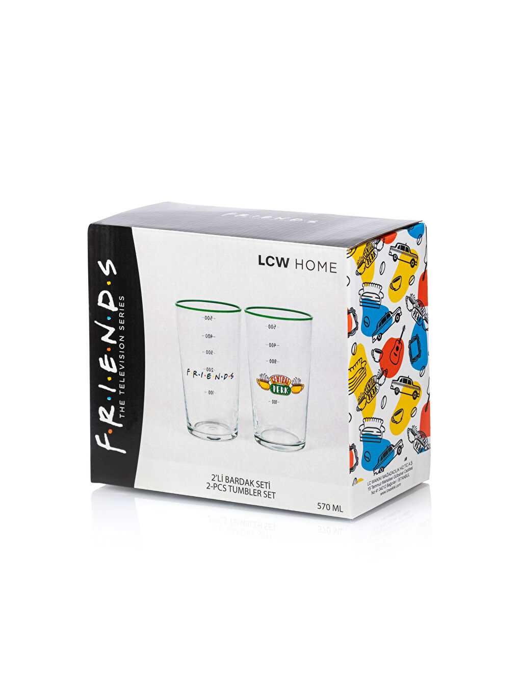 Karışık Friends Baskılı Cam Bardak 2'li 570 ml-4