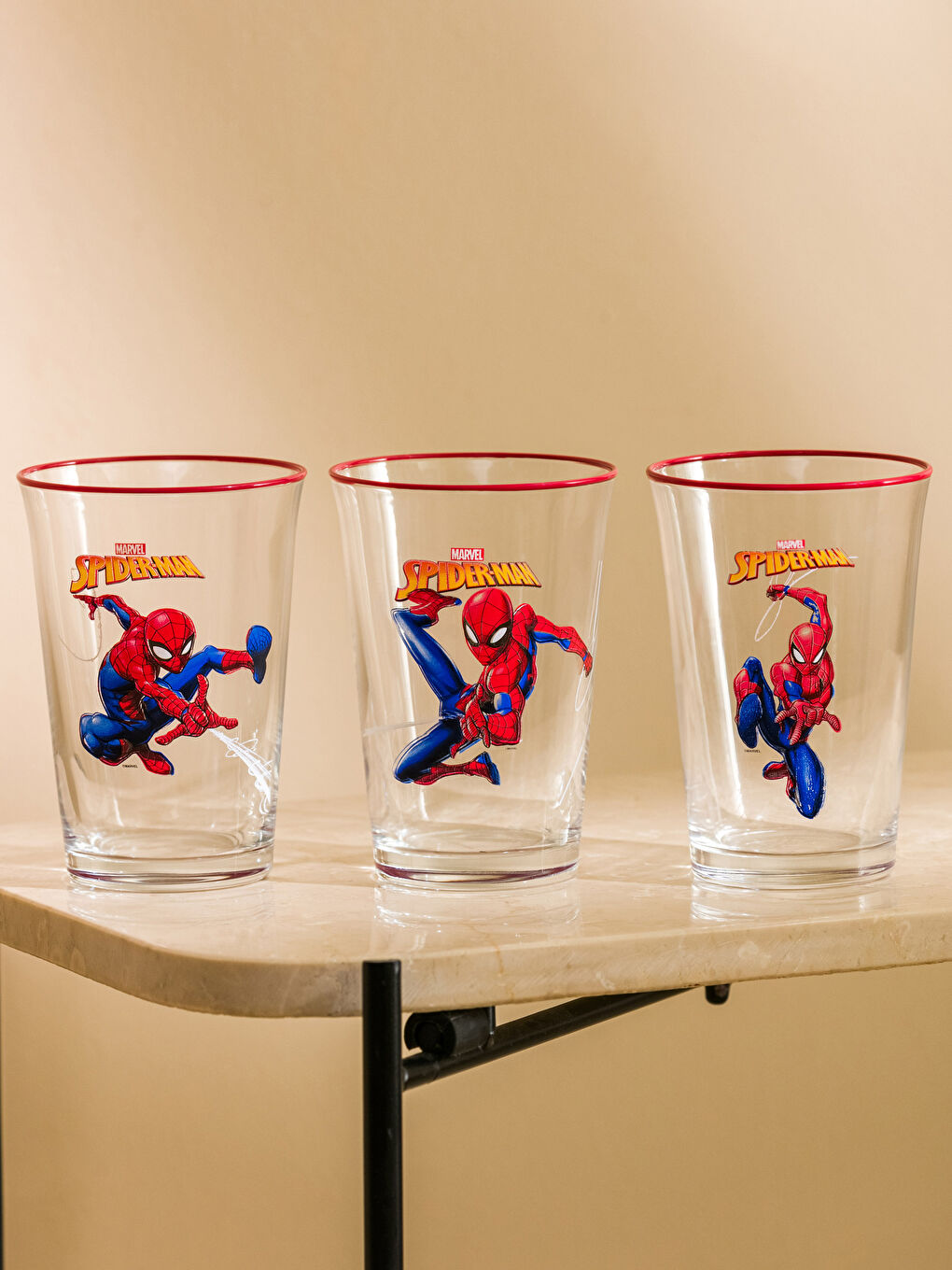 Spiderman Printed Glass Cup Set of 3 290 Ml-1