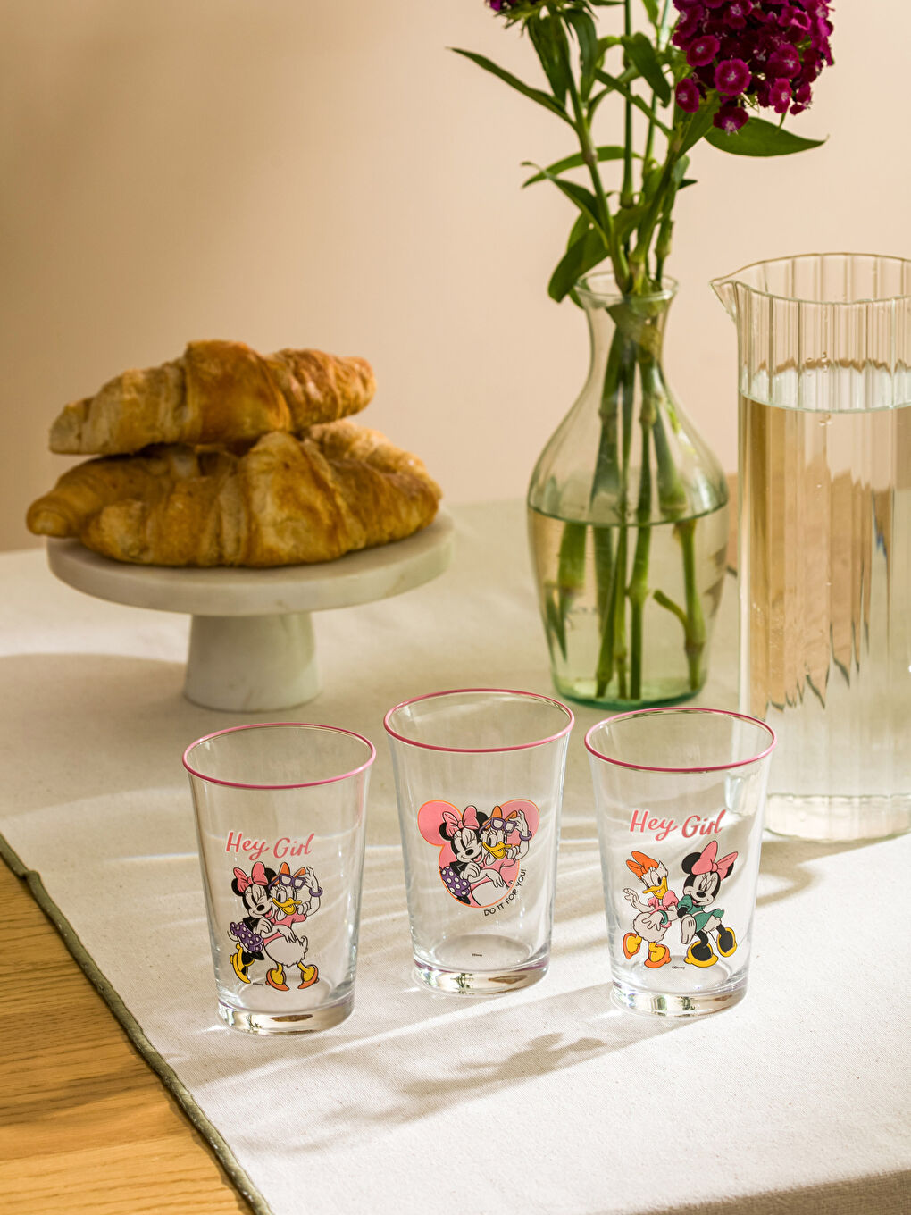 Karışık Minnie Mouse Baskılı Cam Bardak Seti 3'lü 290 ml-1