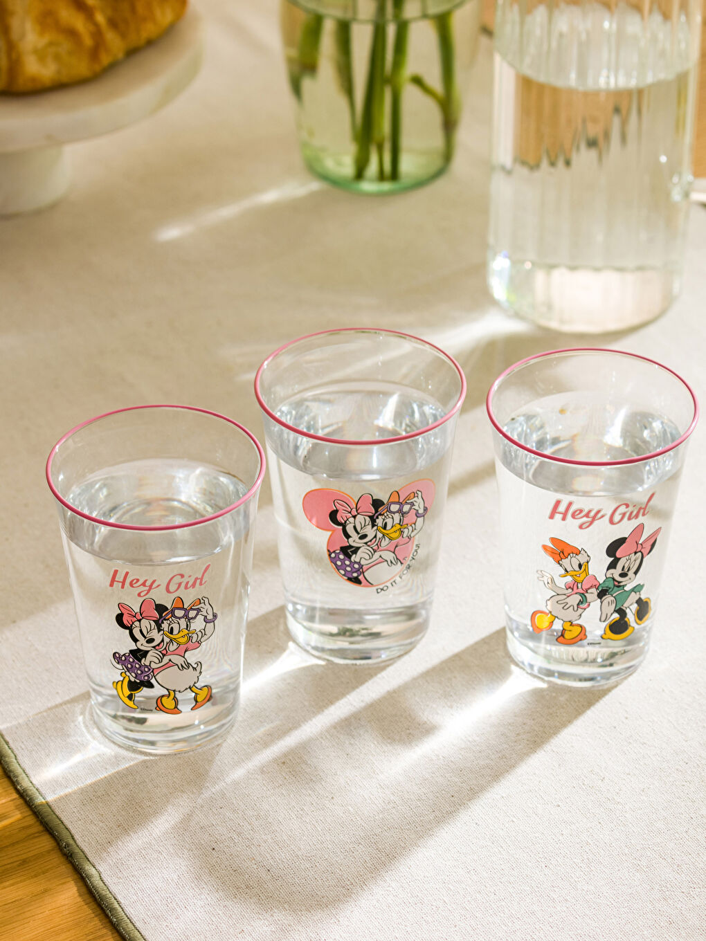 Karışık Minnie Mouse Baskılı Cam Bardak Seti 3'lü 290 ml-2