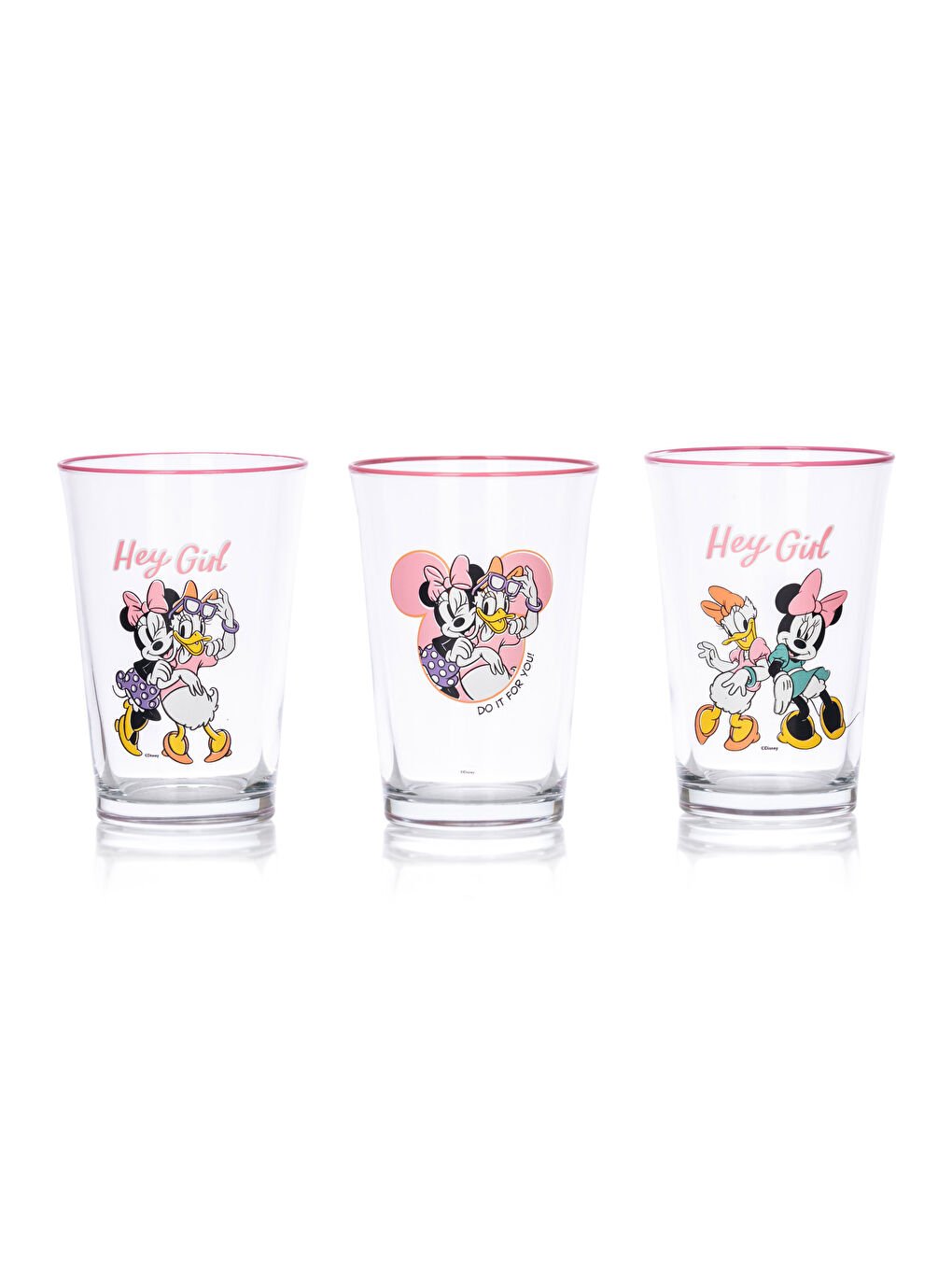 Karışık Minnie Mouse Baskılı Cam Bardak Seti 3'lü 290 ml-4