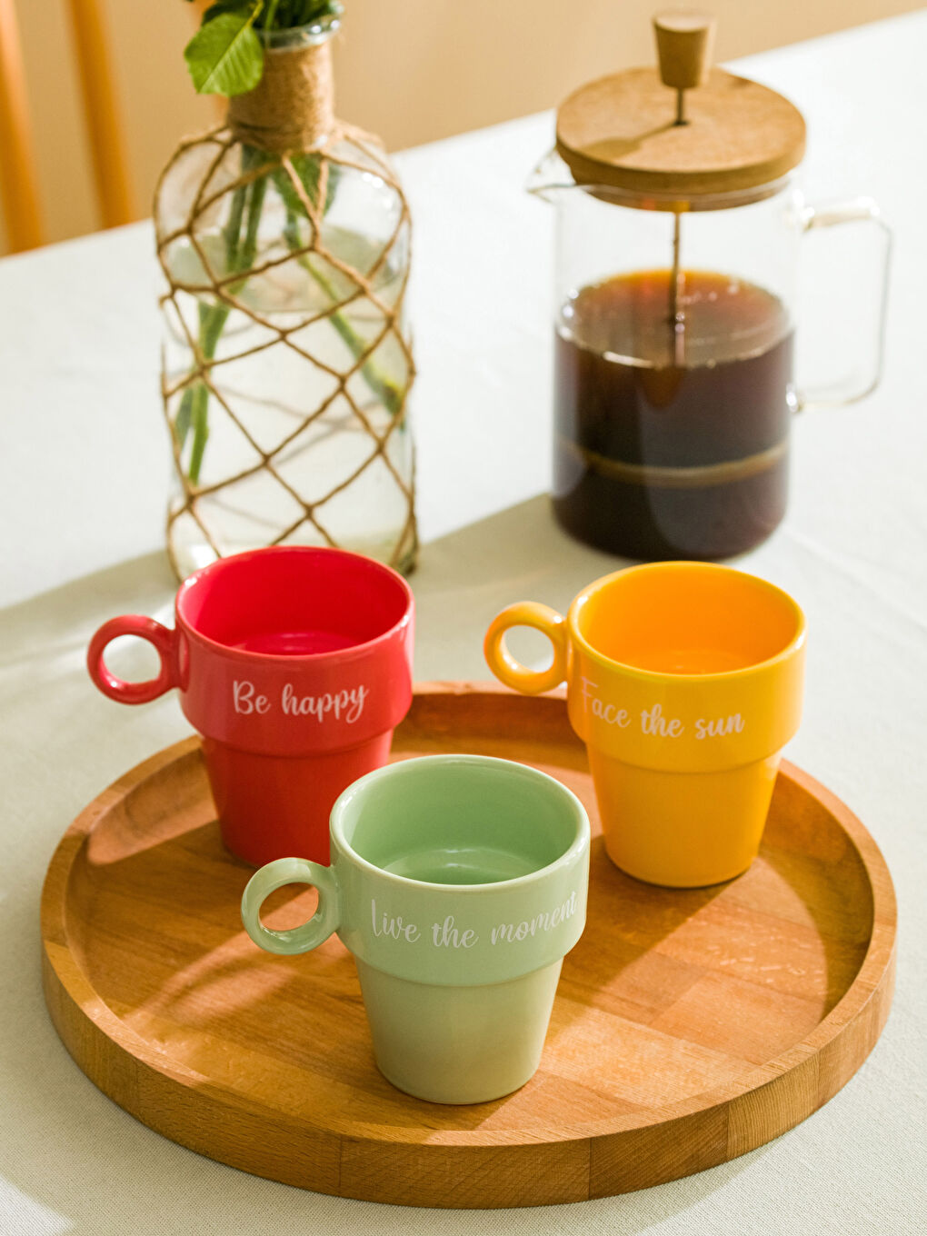 LCW HOME Karişik Yazı Baskılı Seramik Kupa Bardak 3 'lü Set