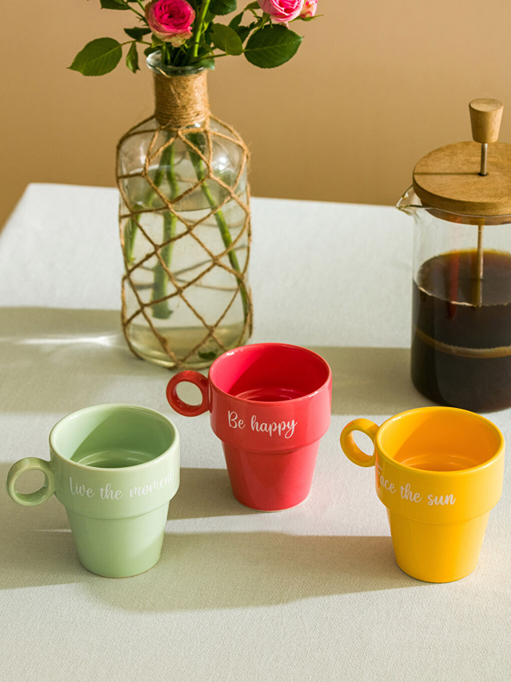 LCW HOME Karişik Yazı Baskılı Seramik Kupa Bardak 3 'lü Set - 2