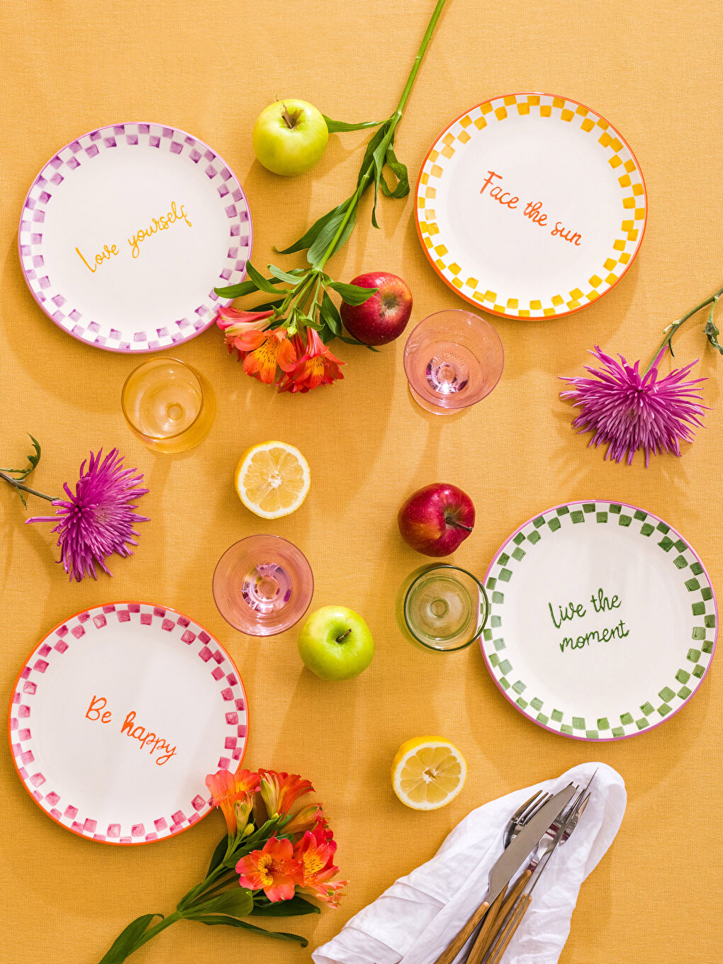 Set Farfurii pentru Tort din Ceramică Imprimată, Pachet de 4