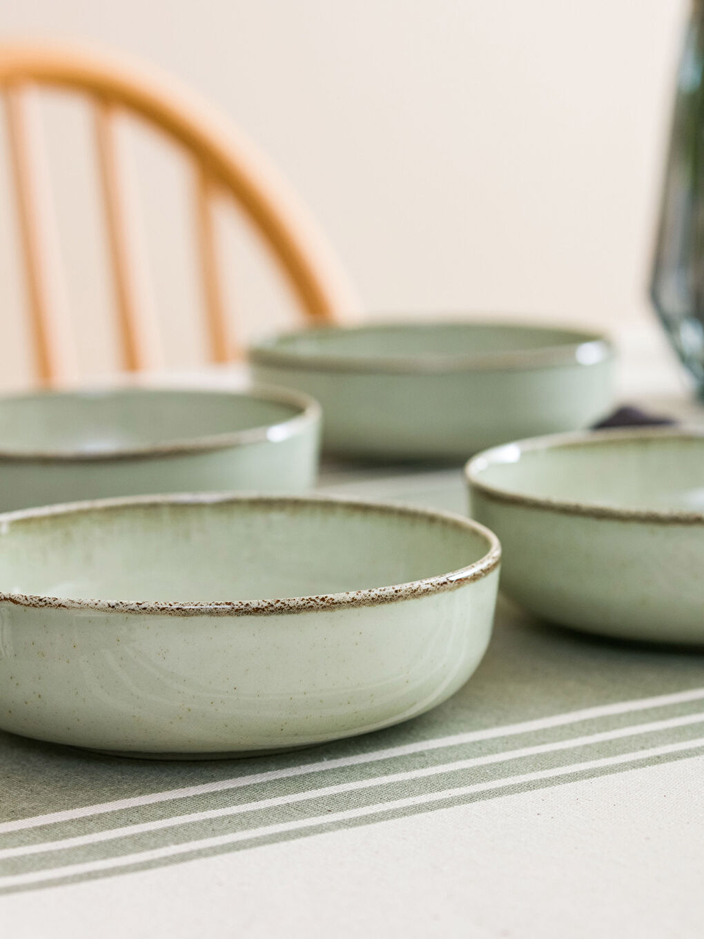 Yeşil Düz Seramik Kase Seti 4'lü-2