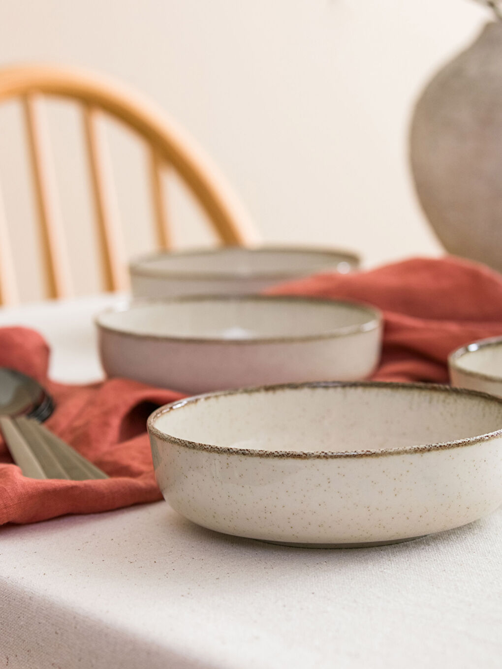 Bej Düz Seramik Kase Seti 4'lü-2