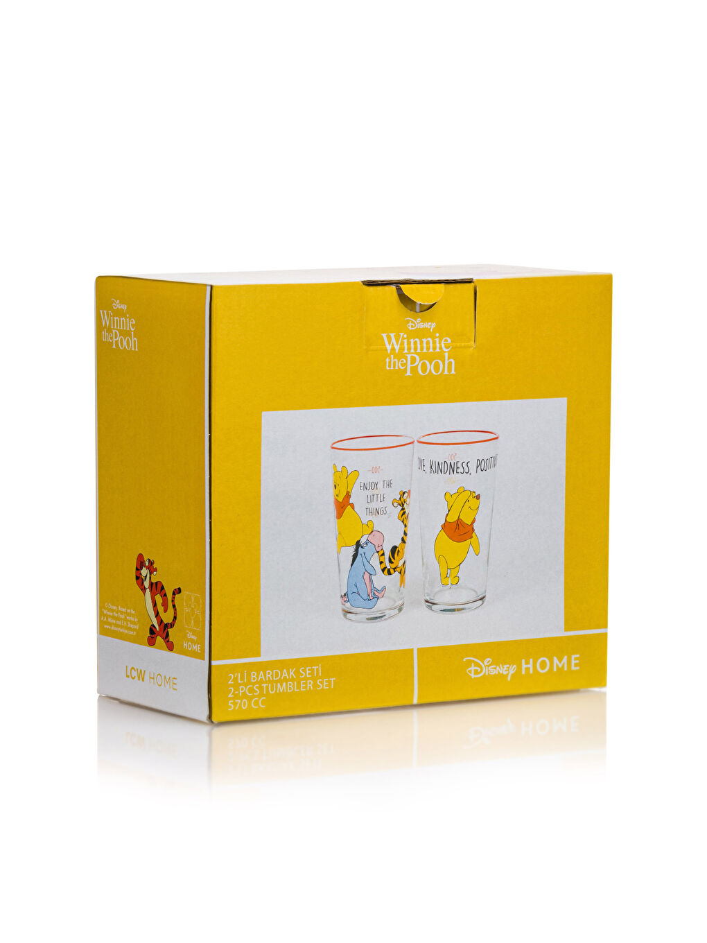 Karışık Winnie The Pooh Baskılı Cam Bardak 2'li 570 ml-3
