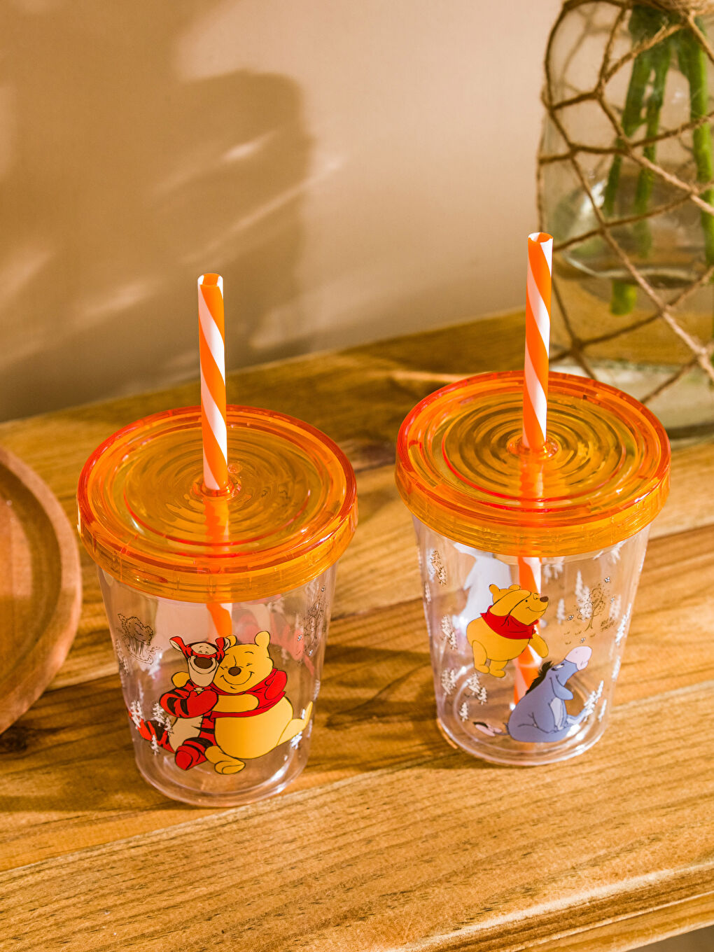 Karışık Winnie The Pooh Baskılı Pipetli Bardak 2'li 450 ml-1