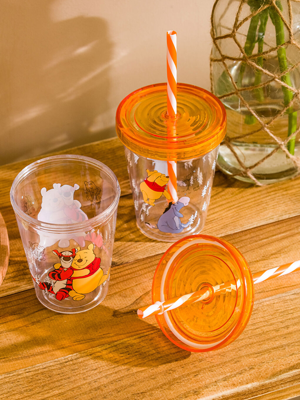 Karışık Winnie The Pooh Baskılı Pipetli Bardak 2'li 450 ml-2