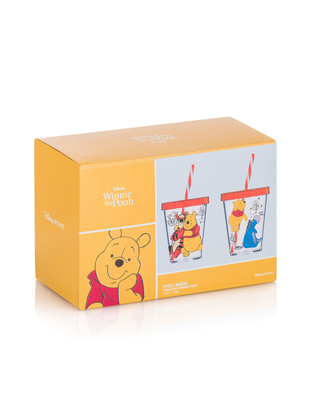 Karışık Winnie The Pooh Baskılı Pipetli Bardak 2'li 450 ml-3