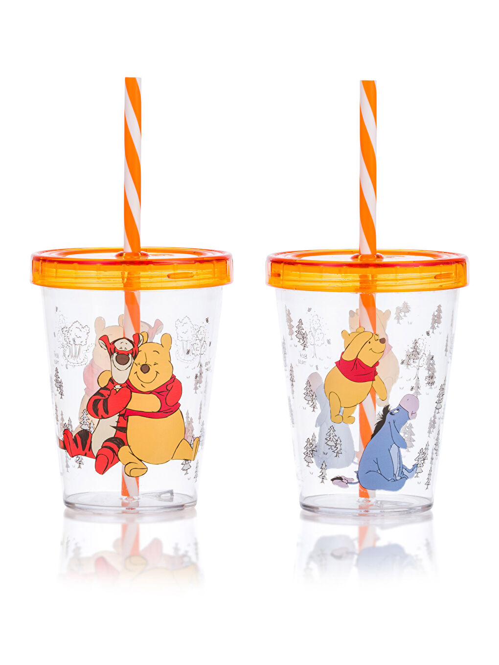 Karışık Winnie The Pooh Baskılı Pipetli Bardak 2'li 450 ml-4