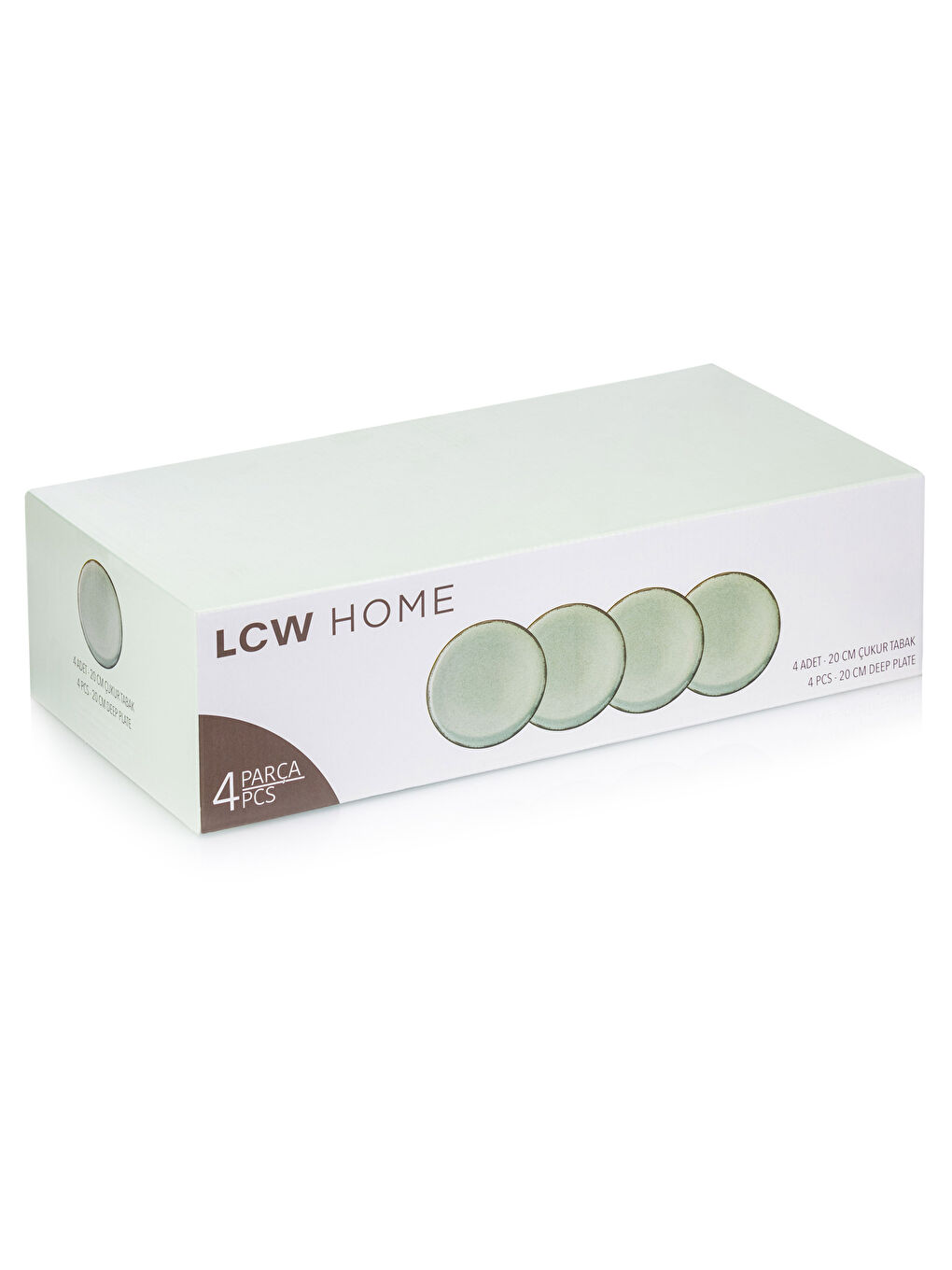 Yeşil Düz Porselen Tabak 4'lü 20 cm-3
