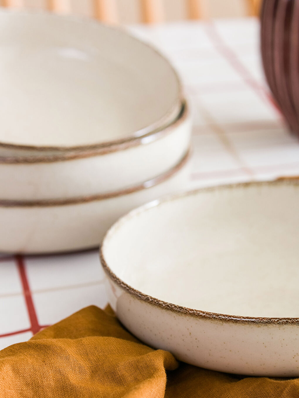 Bej Düz Porselen Tabak 4'lü 20 cm-2