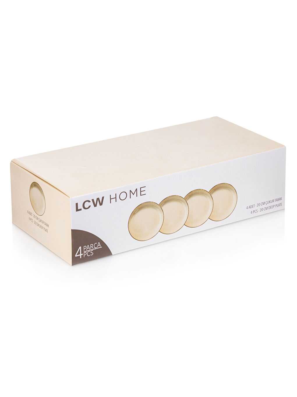 Bej Düz Porselen Tabak 4'lü 20 cm-3