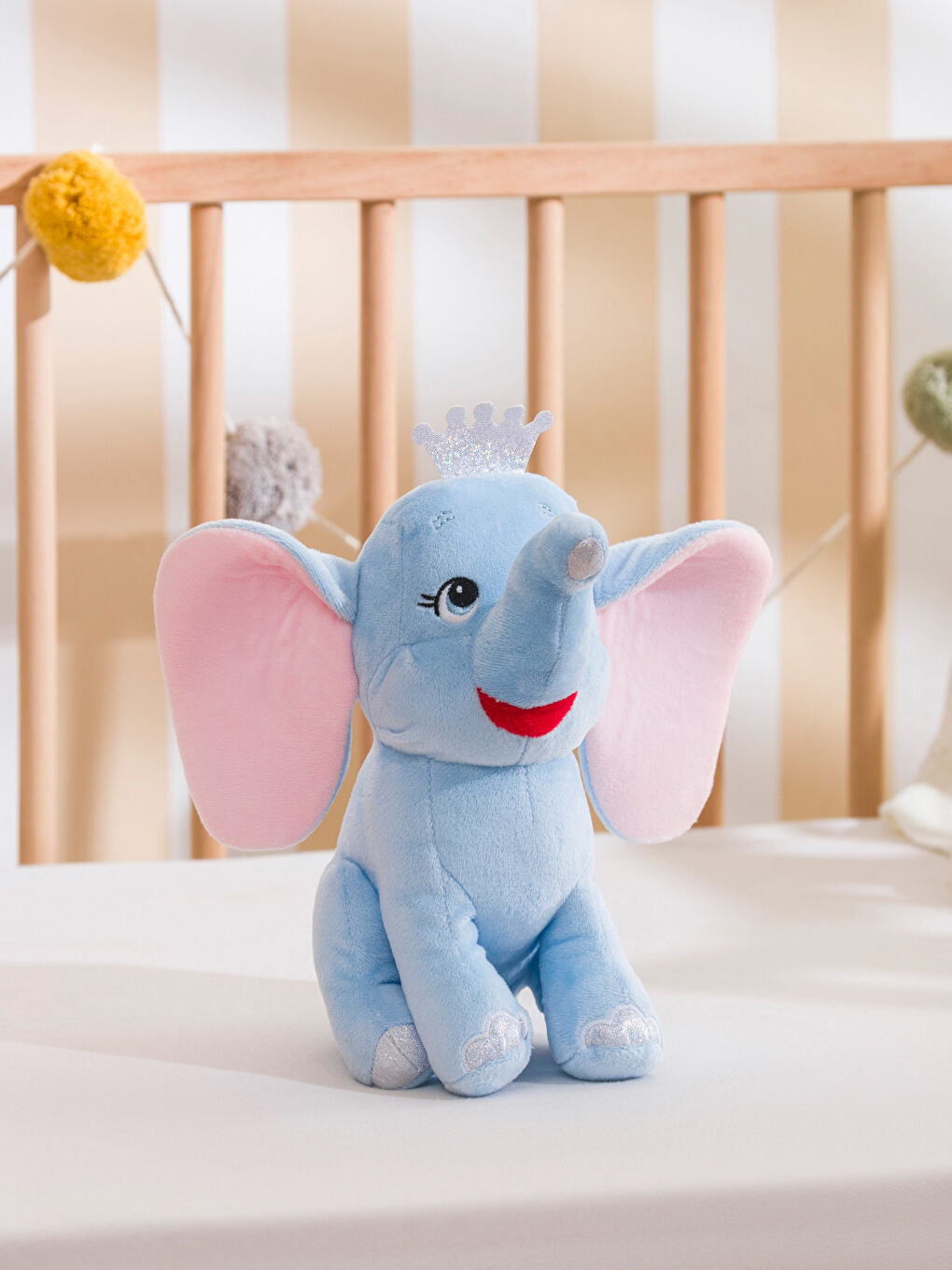 Elephant Embroidered Plush Stuffed Baby Pillow 30 Cm