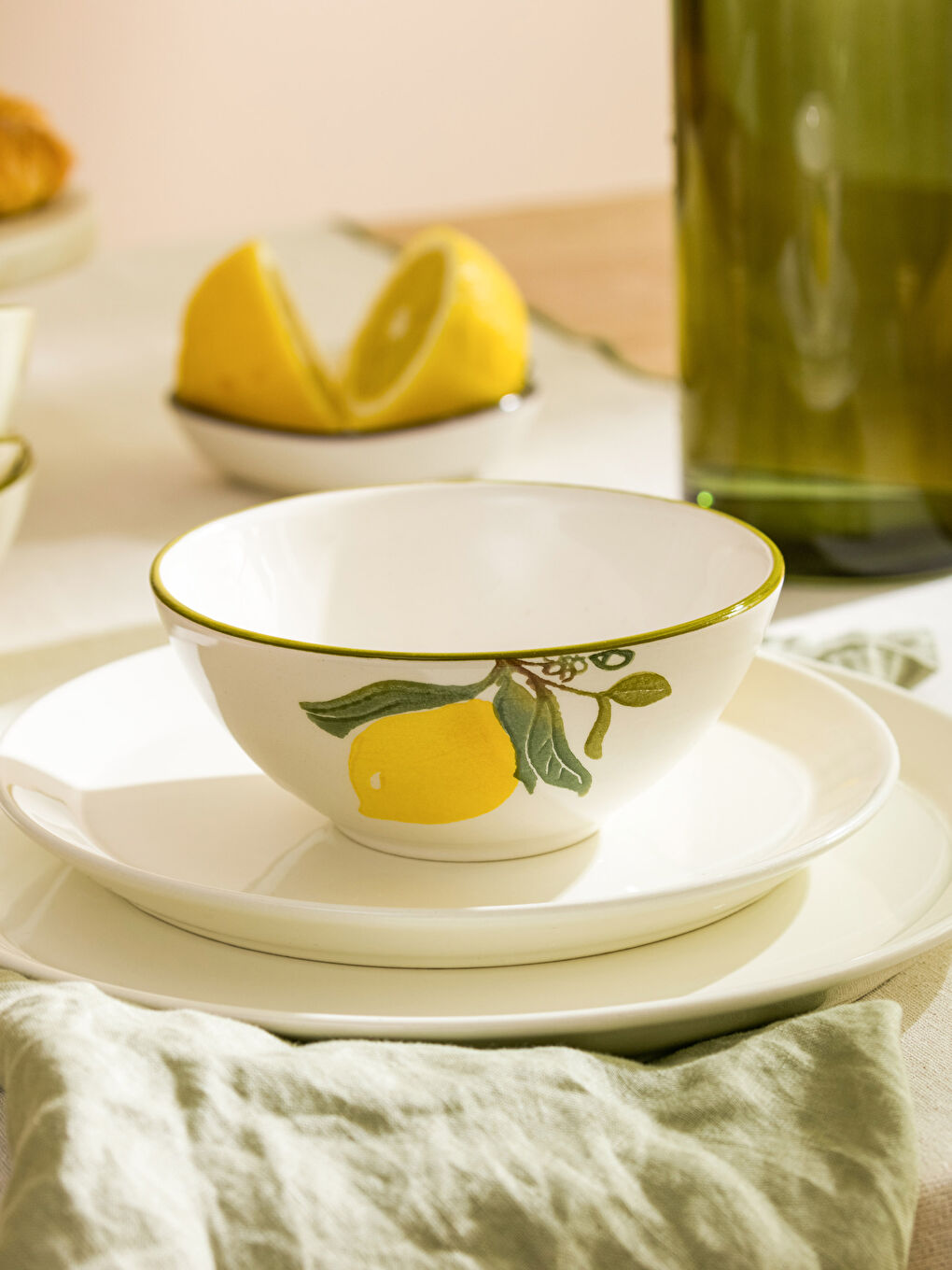 LCW HOME Lemon Printed Ceramic Bowl Set of 4 -S3GV99Z8-F9C