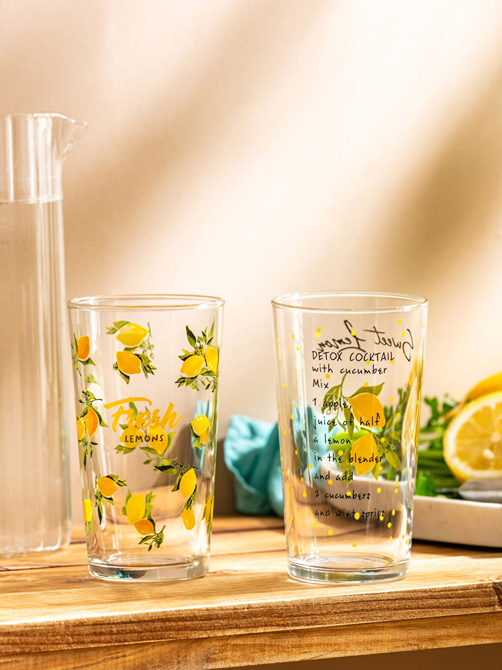 LCW HOME Text Printed Glass Cup 2 Pcs 570 Ml -S3GY01Z8-F9C