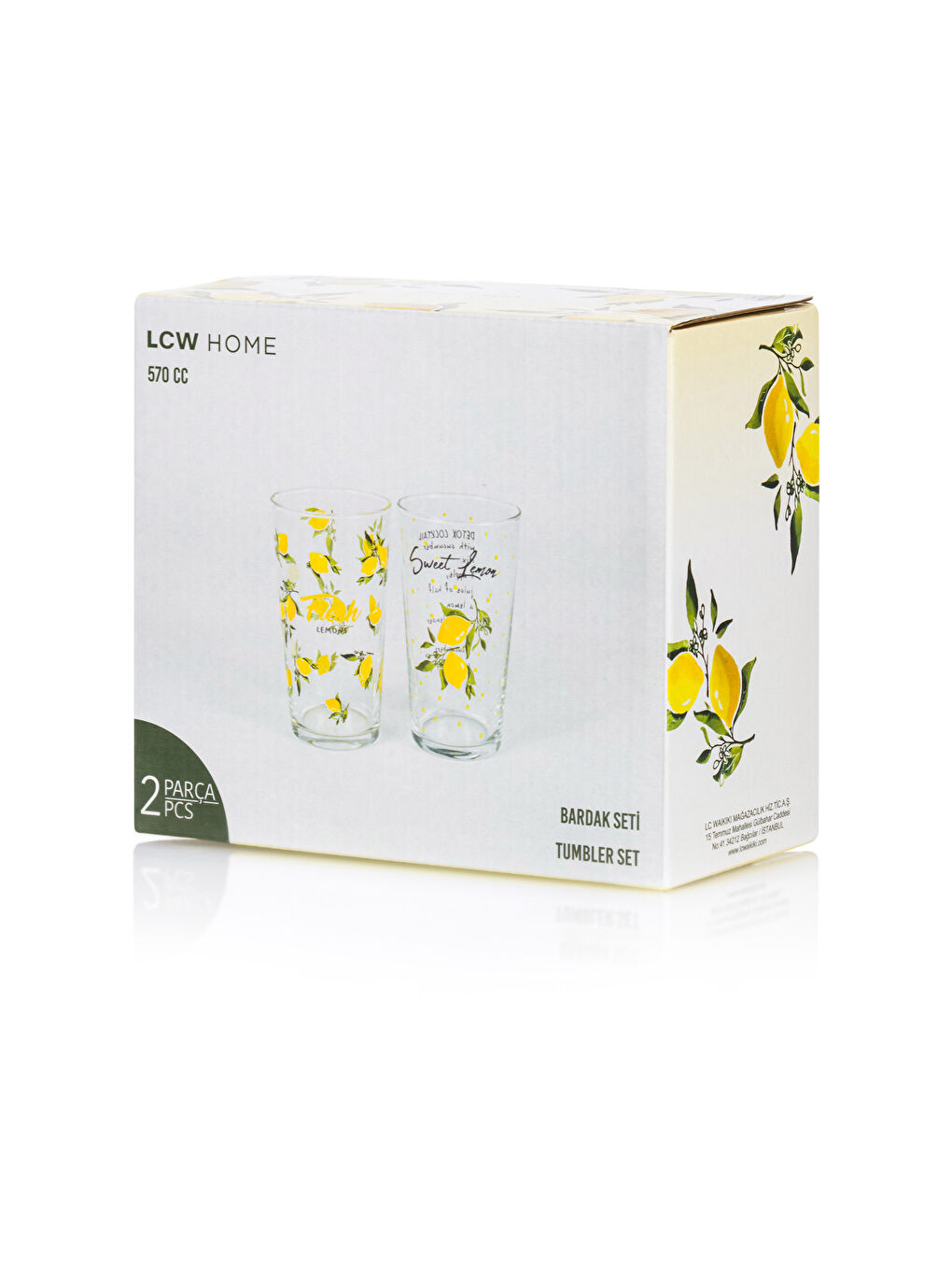 LCW HOME Text Printed Glass Cup 2 Pcs 570 Ml -S3GY01Z8-F9C