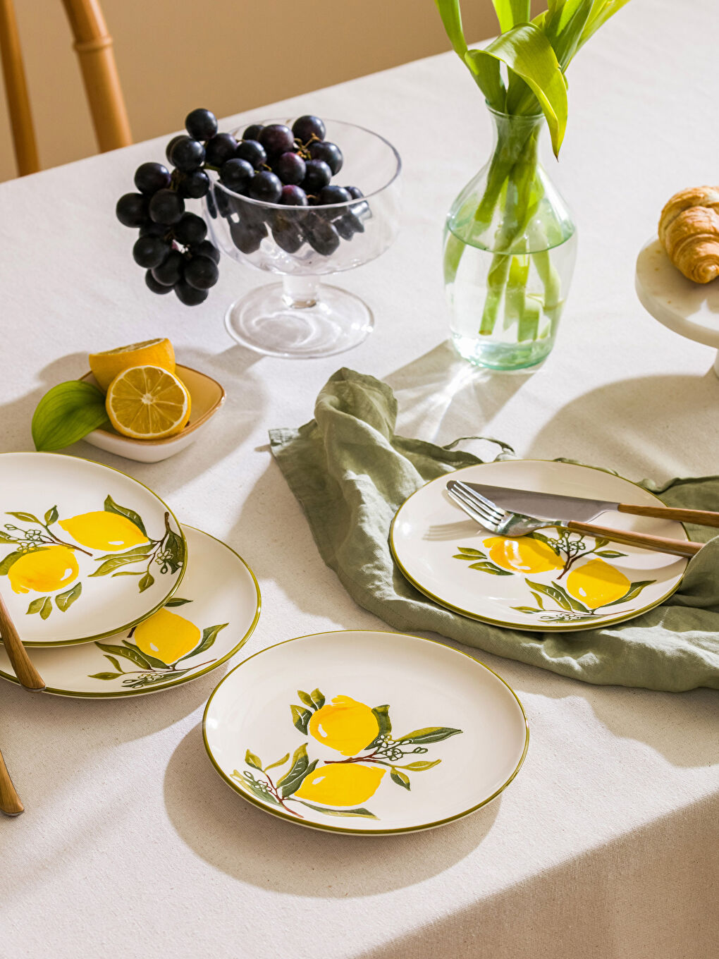 Set Farfurii pentru Tort din Ceramică Imprimată, Pachet de 4