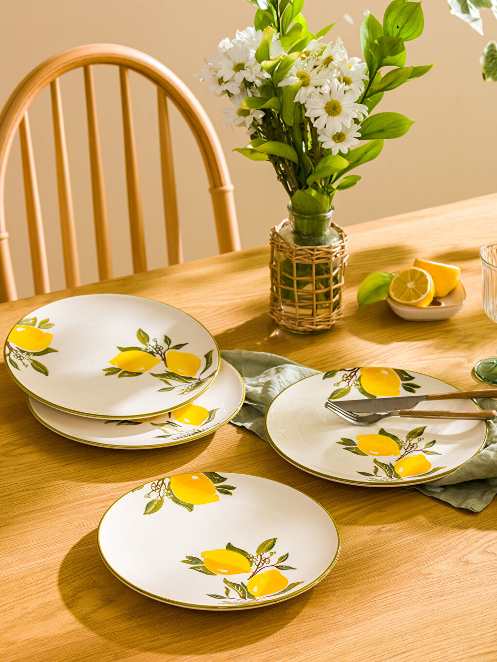 Lot de 4 Assiettes à Gâteau en Céramique Imprimées