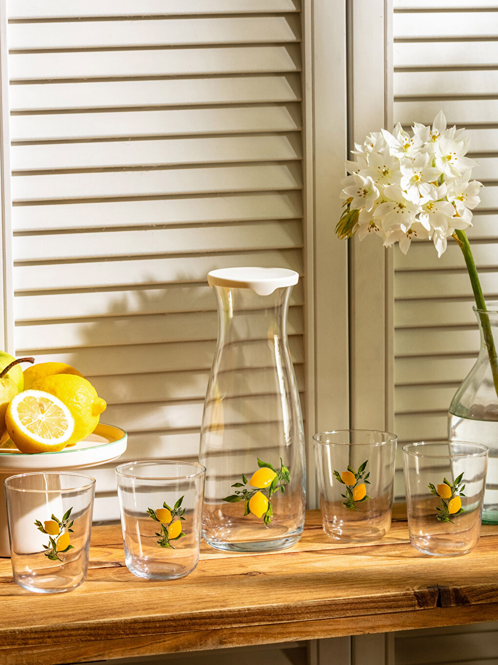 Karışık Baskılı Bardak ve Karaf Sürahi Set-1