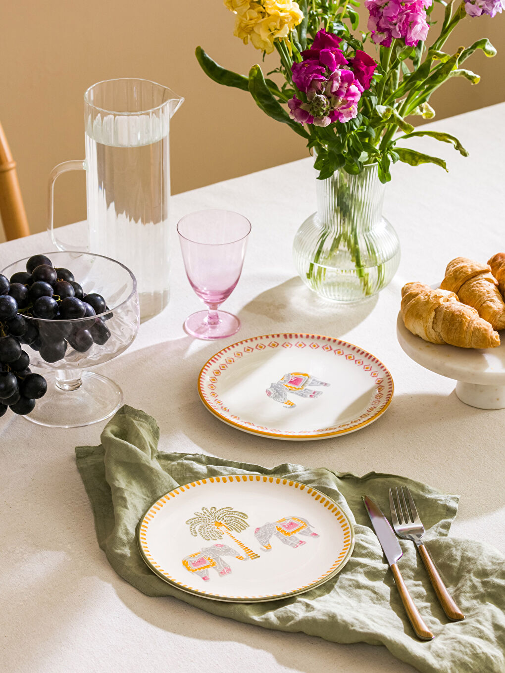 Lot de 4 Assiettes à Gâteau en Céramique Imprimées