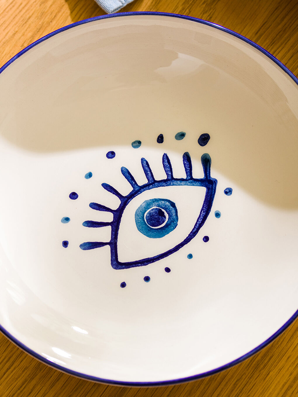 Mavi Göz Baskılı Seramik Çukur Tabak 4'lü-2