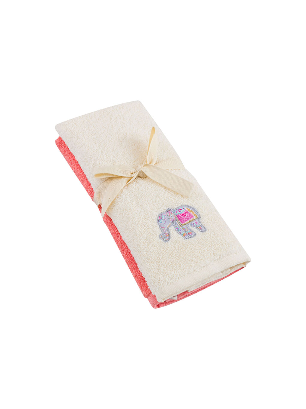 منشفة دْيالْ يْدْ مْطَرّْزة بفيل، جوج ديال الباكات 30x50 سم-4