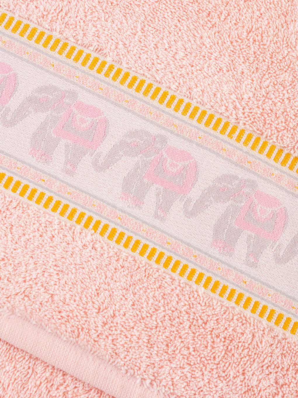 Pembe Fil Nakışlı Yüz Havlusu 50x80 cm-3