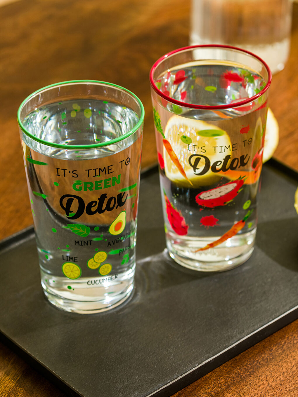 Karışık Yazı Baskılı Cam Bardak 2'li 570 ml-2