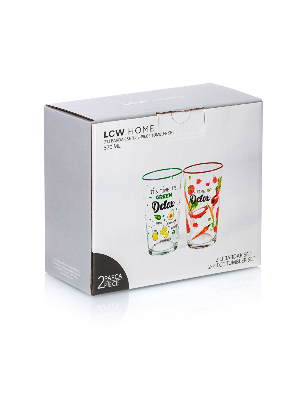 Karışık Yazı Baskılı Cam Bardak 2'li 570 ml-3