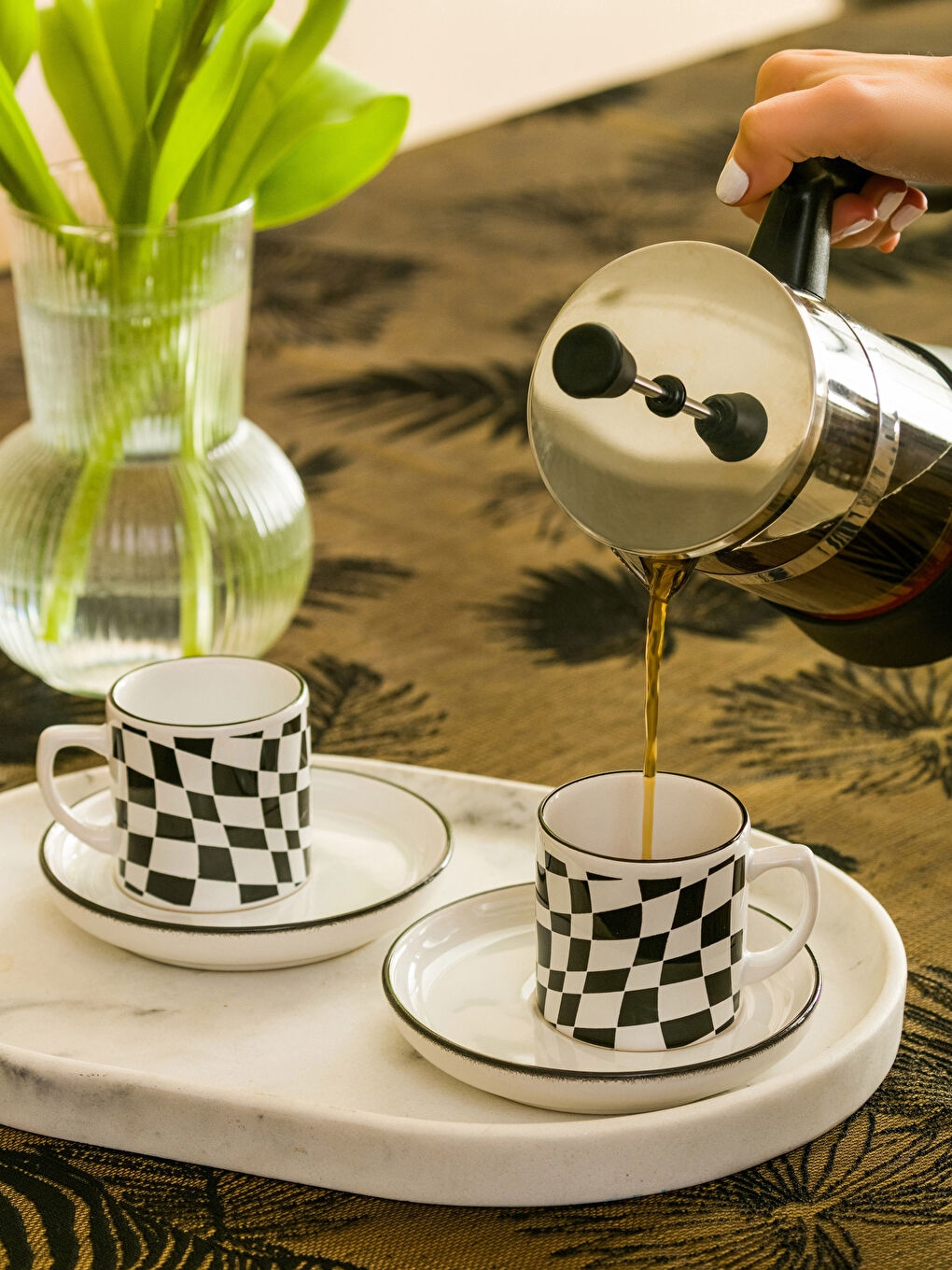 Siyah Baskılı Türk Kahvesi Fincan Takımı 2 Kişilik