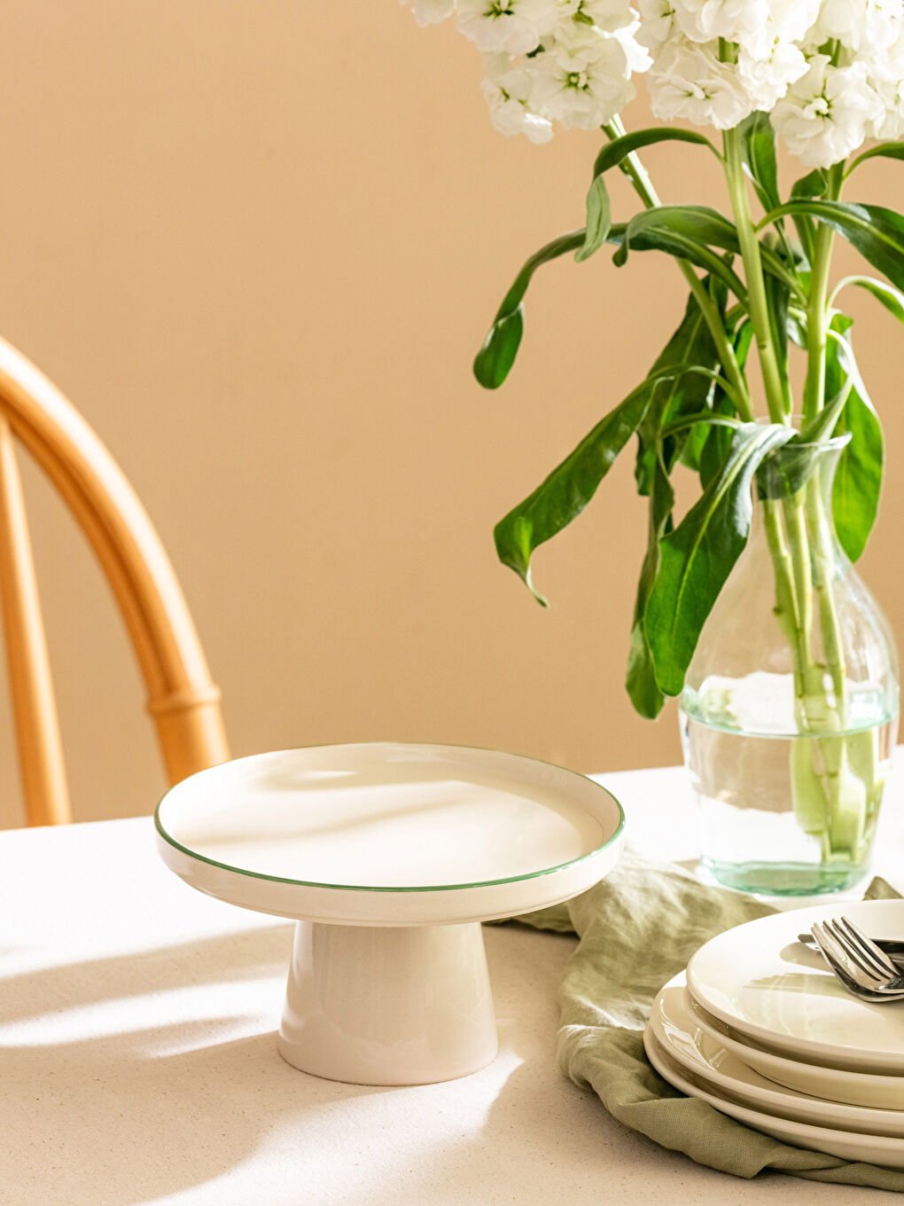 Yeşil Ayaklı Seramik Sunumluk 20 cm-1